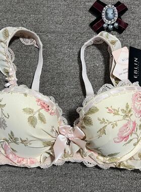 衣恋EBLIN粉色C10大花国风系列舒适上托聚拢女士文胸ECBR688071