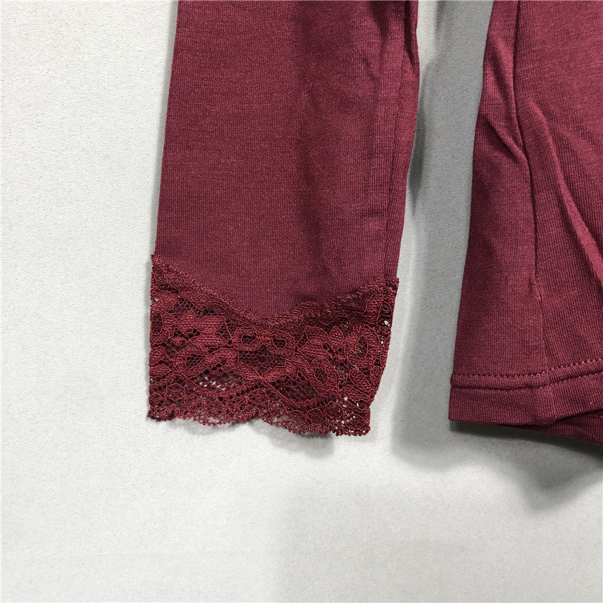 이랜드 에블린 버건디 레이스 커프스와 네크라인 따뜻한 얇은 속옷 ECLG849A11