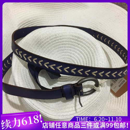 wrangler威格女款蓝色牛皮皮带