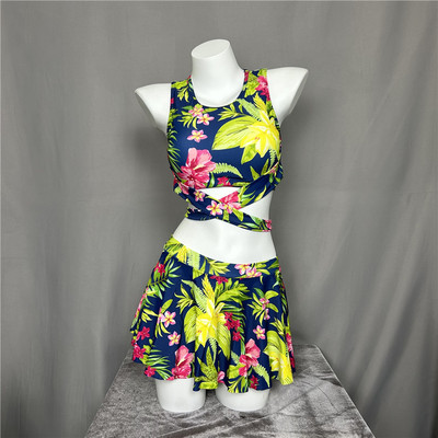 热带风时尚印花沙滩温泉分体泳衣