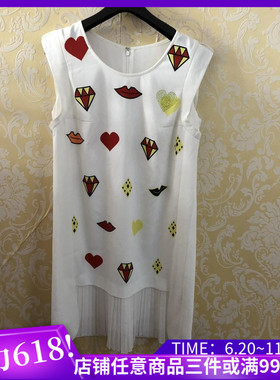 衣恋旗下ENC 正品 028白色可爱几何图形少女无袖连衣裙孤品ENC
