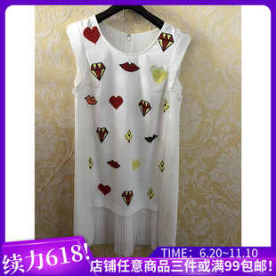 衣恋旗下ENC 正品 006白色可爱几何图形少女无袖连衣裙孤品ENC