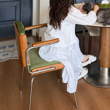 复中古实木餐椅包豪斯柏林单人靠背家用沙发扶手书桌电脑办公凳子