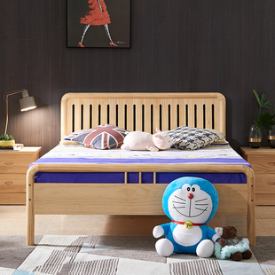 松木床全实木床1.2米单人床1.35米简约儿童床原木小户型加高脚床