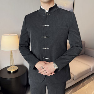 新中式新郎西服套装婚礼伴郎礼服男士高级感立领西装LJT938-P205图片