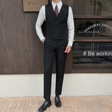 新郎婚礼伴郎服礼服马甲男士高级感双排扣纯色小马甲MJ921-P70，男装背心/马甲，电商C308