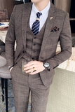 高品质韩版修身格子男士西服三件套新郎西服套装SJT956-P260，男装西服套装，电商C308