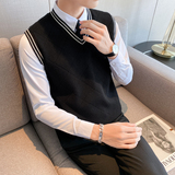秋冬毛衣马甲套头V领针织衫背心无袖保暖坎肩上衣MY3-P45，男装背心/马甲，电商C308
