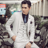 秋冬高品质韩版修身纯色男士西服三件套新郎西服套装SJT955-P265，男装西服套装，电商C308