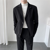 ins轻熟风英伦纯色西服外套阔版宽松休闲小西装X27四粒扣-P150，男装西服套装，电商C308