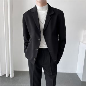 ins轻熟风英伦纯色西服外套 阔版宽松休闲小西装 X27四粒扣-P150图片