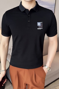 夏季 男士休闲polo衫t恤 潮流修身翻领半袖polo衫黑色F9415-P58图片