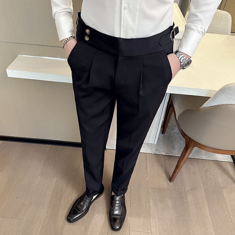 春夏英伦那不勒斯西裤男士韩版修身小脚裤休闲长裤咖啡色K908-P75,男装西裤,电商C308