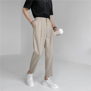 22春夏 轻熟风微宽时尚休闲裤 阔版条纹九分西裤 K13-P65，男装西裤，电商C308