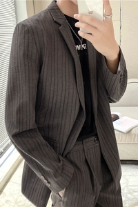 高质量男性西装 轻熟风ins英伦宽松条纹休闲西服外套X23-P150图片