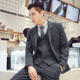 20秋冬新款韩版修身男士二粒扣商务西服三件套装TZ145-P290，男装西服，电商C308