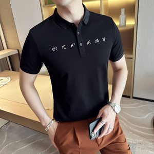 夏季男士休闲短袖polo衫 潮流修身翻领半袖t恤卡其色C60024-P58图片