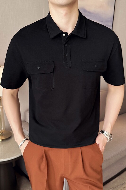 夏季男士休闲polo衫t恤潮流修身翻领半袖polo衫咖啡色C10012-P58,男装T恤,电商C308