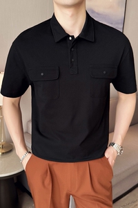 夏季男士休闲polo衫t恤 潮流修身翻领半袖polo衫咖啡色C10012-P58图片