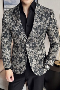 英伦韩版修身男士商务休闲刺绣花式西服男外套X932-P155图片