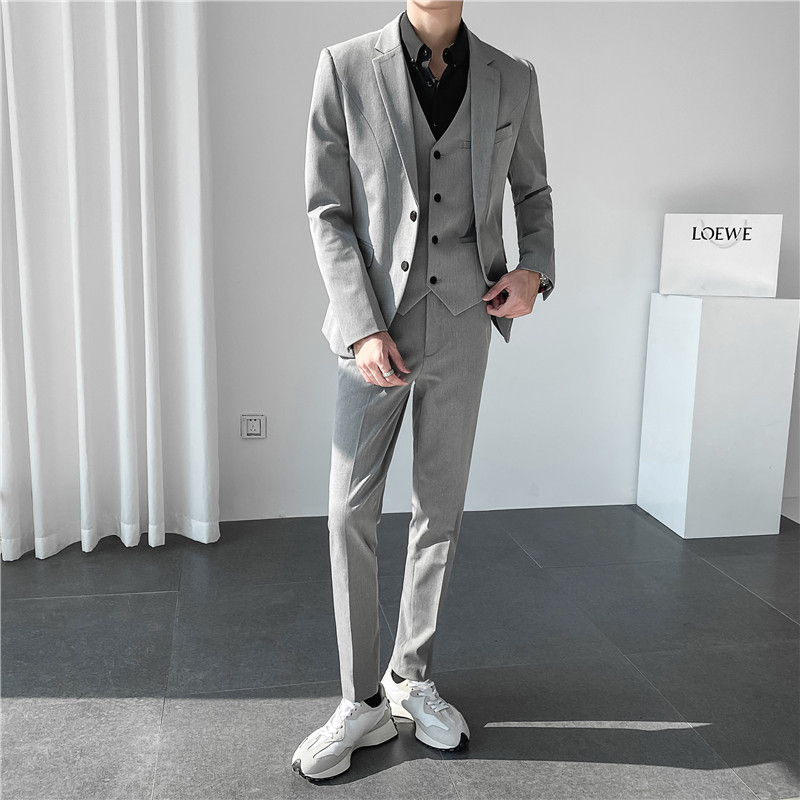 轻熟风ins秋冬韩版修身男士二粒扣纯色西服三件装套SJT961-P280,男装西服,电商C308