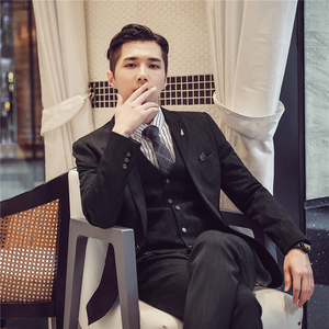 秋冬新款 韩版修身休闲男士西服三件套装男TZ137-P265图片