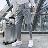 22春夏轻熟风微宽时尚休闲裤阔版条纹小脚九分西裤K13-P65，男装西裤，电商C308