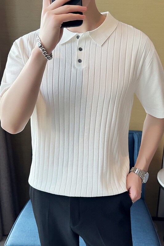 男士休闲polo衫t恤潮流修身翻领半袖polo衫绿色C72006-P58,男装T恤,电商C308