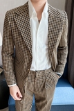 高级感千鸟格休闲小西服男外套韩版修身英伦痞帅单西装X06-P155，男装西服套装，电商C308