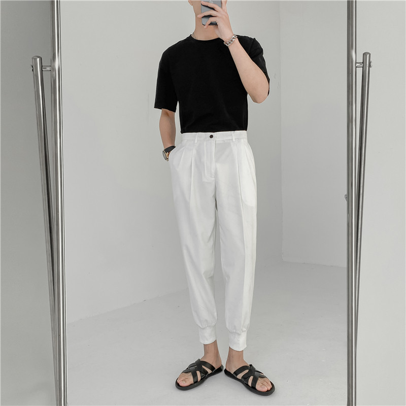 21春夏轻熟风微宽时尚休闲裤韩版纯色小脚九分西裤K19-P65,男装西裤,电商C308