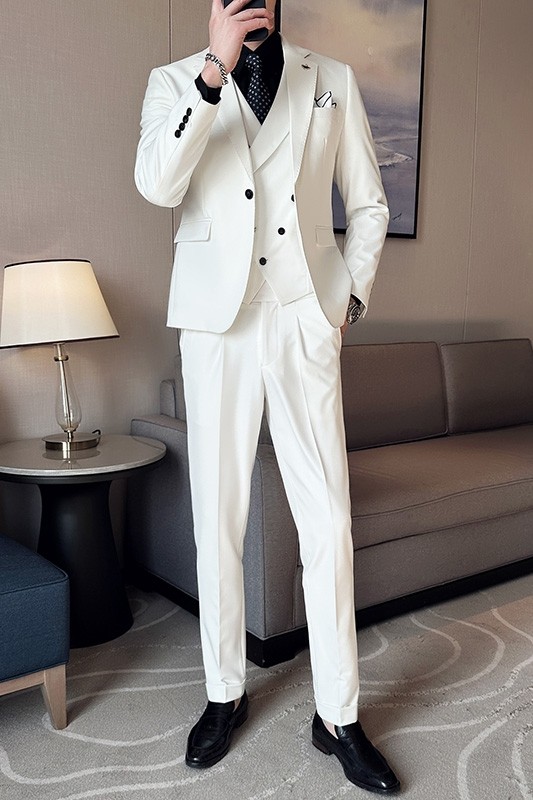 英伦韩版修身男士休闲纯色商务西服三件套装新郎套装SJT887-P295,男装西服,电商C308