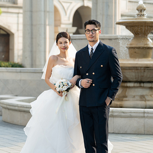 布雷泽英伦金属纽扣双排扣男士韩版修身婚宴西服套装 SJT890-P300图片