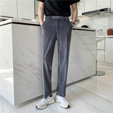 ins轻熟风宽松时尚丝绒休闲西裤阔版纯色直筒长裤K22-P75，男装西裤，电商C308