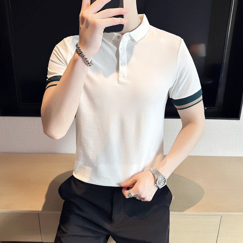 夏季男士休闲polo衫t恤潮流修身翻领半袖polo衫咖啡色C60025-P58,男装T恤,电商C308