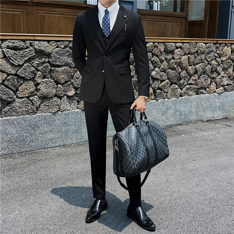 英伦修身男士二粒扣纯色西服三件套新郎伴郎礼服套装SJT912-P265,男装西服,电商C308