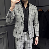 春夏款英伦韩版修身男士商务休闲格子西服外套X818-P150，男装西服，电商C308
