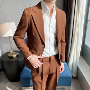 高级感休闲二粒扣小西服男外套 韩版修身英伦痞雅单西装 X05-P155图片