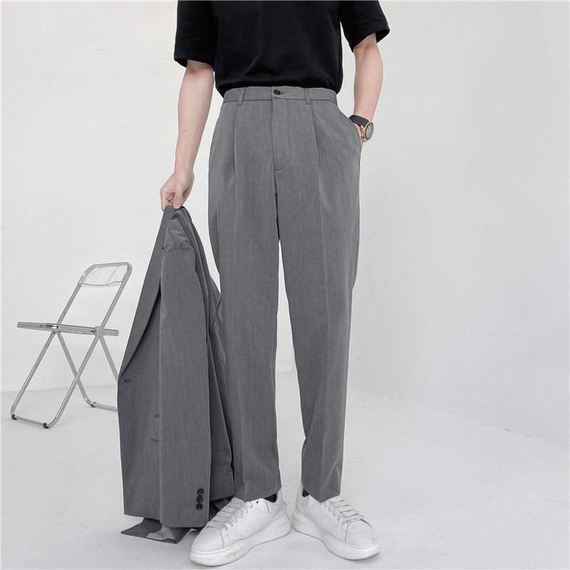 21春夏款轻熟风微宽时尚休闲西裤阔版纯色直筒长裤K17-P70，男装西裤，电商C308