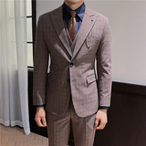 英伦修身男士二粒扣格子西服新郎伴郎礼服外套X919-P155，男装西服，电商C308