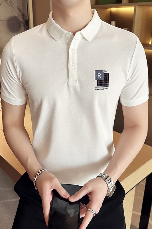 男士休闲polo衫t恤潮流修身翻领半袖polo衫黑色F9415-P58,男装T恤,电商C308
