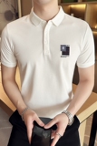 男士休闲polo衫t恤潮流修身翻领半袖polo衫黑色F9415-P58，男装T恤，电商C308
