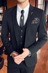 秋冬新款 英伦韩版修身休闲商务男士西服三件套装SJT937-P265图片