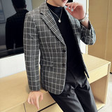英伦韩版修身男士休闲毛呢格子西服加厚外套X930-P155，男装西服，电商C308