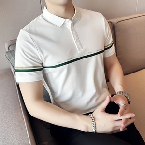 夏季 男士休闲polo衫t恤 潮流修身翻领半袖polo衫杏色C60008-P58图片