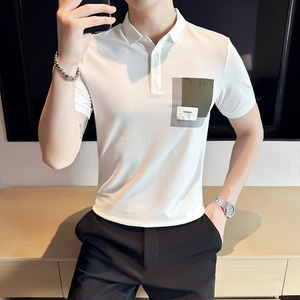 夏季男士休闲polo衫t恤 潮流修身翻领半袖polo衫绿色C60038-P58图片