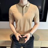 夏季男士休闲短袖刺绣polo衫潮流修身翻领半袖t恤白色C60024-P58，男装T恤，电商C308