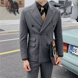 英伦修身男士双排扣格子西服新郎伴郎礼服外套X920-P155，男装西服，电商C308