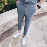 春夏潮男英伦休闲条纹九分西裤九分休闲男裤K238-P65，男装西裤，电商C308