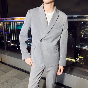 高质量男性西装 轻熟风韩版修身休闲西服套装 LJT830斜扣-P220图片