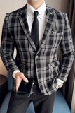 英伦韩版修身男士商务休闲格子西服男外套X940-P155，男装西服，电商C308
